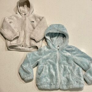 The North Face Kids Sherpa Hooded Zip Jacket - White & Light Blue